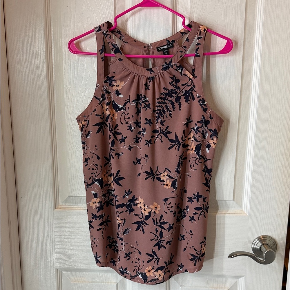 Express Mauve Floral Halter Tank Top